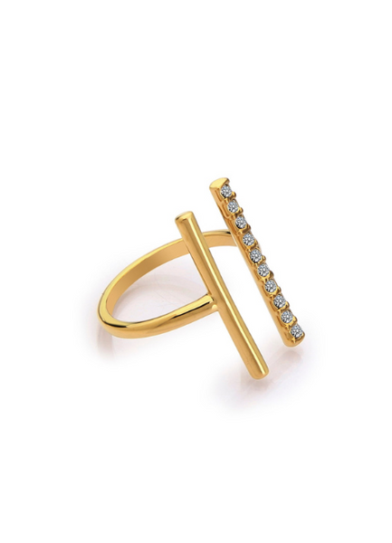 Hariette Ring – 18K Gold Plated Zirconia Bar Minimalist Ring for Women in Hong Kong