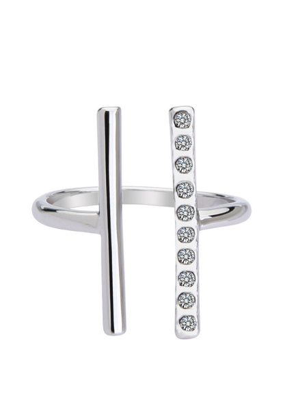 Hariette Zirconia Bar Ring – Silver Plated Minimalist Ring for Women in Hong Kong