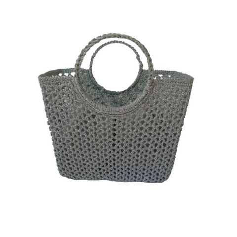 Shopper | Round Handle Basket | Crochet | Silver