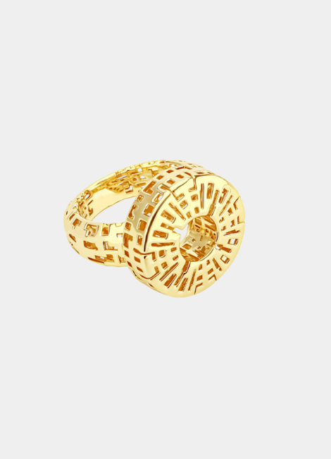 Ivy Hollow Zirconia Ring – 18K Gold Plated Statement Sparkle Ring for Women in Hong Kong