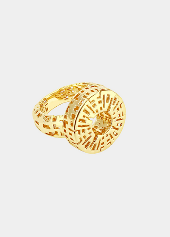 Ivy Hollow Zirconia Ring – 18K Gold Plated Statement Sparkle Ring for Women in Hong Kong
