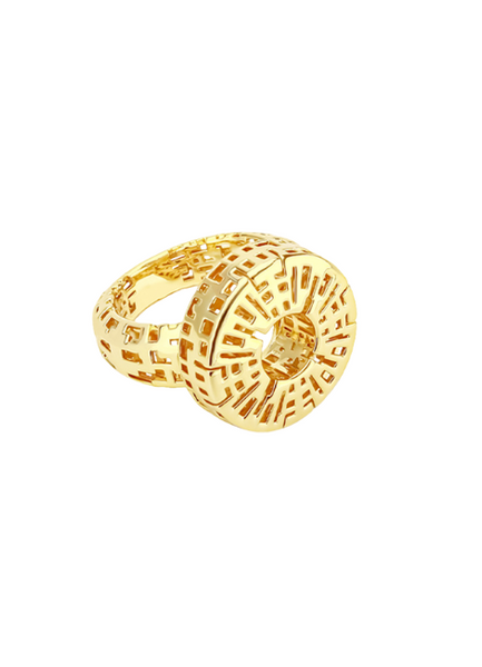 Ivy Hollow Zirconia Ring – 18K Gold Plated Statement Sparkle Ring for Women in Hong Kong