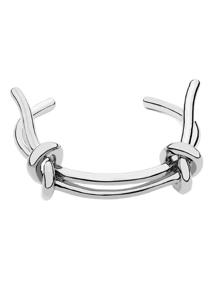 Laura Double Lace Knot Bangle – Silver Plated | Elegant Sculptural Bracelet for Women in Hong Kong