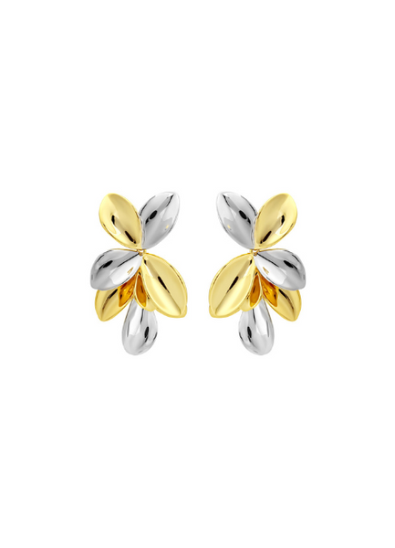 flower earrings hk, two tone earrings hong kong, lillian earrings hk, mixed metal earrings hk, feminine jewelry hong kong, floral earrings for her hk
