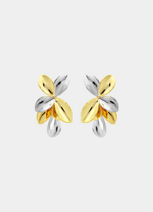 Lillian Two-Tone Flower Earrings blend gold and silver tones for a soft, feminine look. Perfect for women in Hong Kong who love timeless, elegant jewelry.