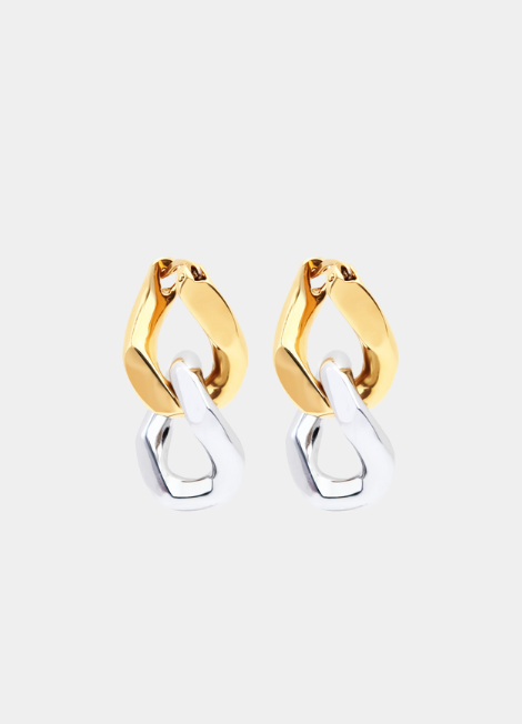 Margot Chain Earrings blend silver & gold tones in a sleek, modern drop design—perfect for bold, fashion-forward women in Hong Kong.
