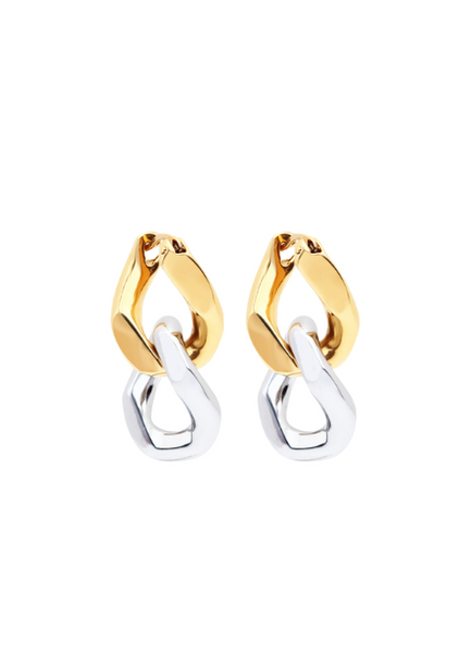 Margot Two Tone Chain Earrings – Gold & Silver Dangle Statement Jewelry for Women in Hong Kong