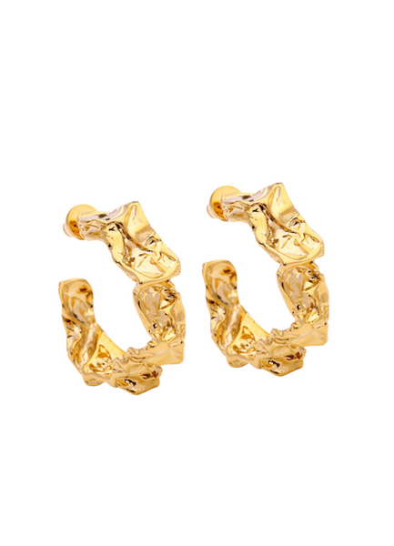 Nancy Nugget Bold Loop Earrings – 18K Gold Plated | Statement Hoops for Women in Hong Kong