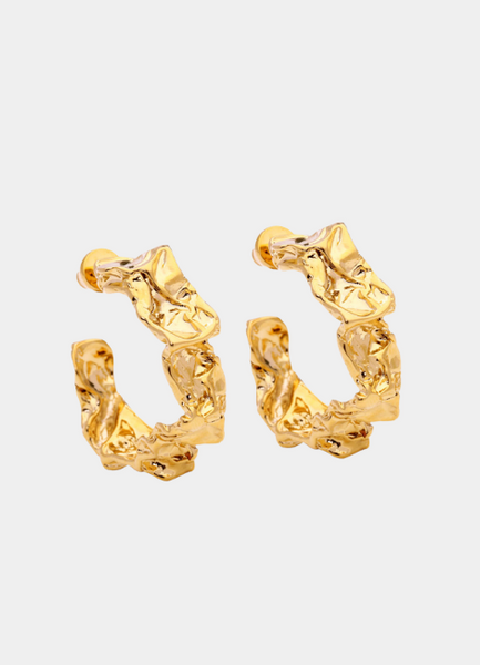 Nancy Nugget Bold Loop Earrings – 18K Gold Plated Statement Hoops for Women in Hong Kong