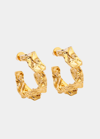 Nancy Nugget Bold Loop Earrings – 18K Gold Plated Statement Hoops for Women in Hong Kong
