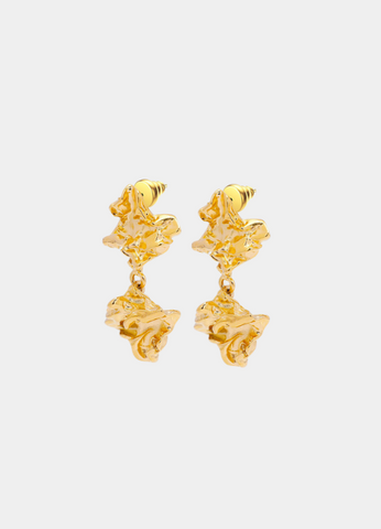 Nancy Nugget dangles in 18 mm gold-plated nugget design. Bold yet refined—statement earrings perfect for women in Hong Kong who love natural-edged elegance.