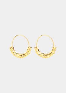 Nancy Nugget hoops in radiant 18K gold plating—bold yet timeless. Perfect for elevating any look, from casual days to elegant nights in Hong Kong.