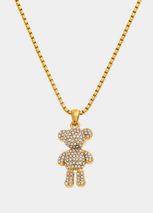 Necklace | Pavé Bear Standing | 18K Gold Plated