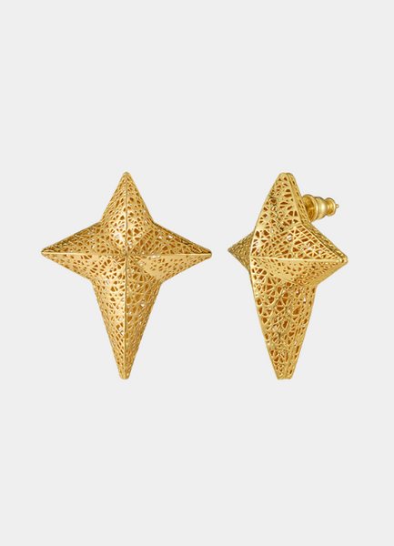 Nova Star Hollow Earrings – 18K Gold Plated Celestial Hoop Earrings for Women in Hong Kong