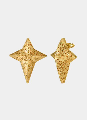 Nova Star Hollow Earrings – 18K Gold Plated Celestial Hoop Earrings for Women in Hong Kong