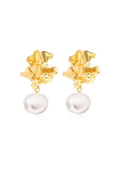 18K Gold Plated Classic Pearl Earrings for Women in Hong Kong