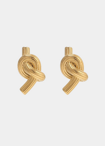 Earrings | Ribbed Knot | 18 K Goldplated