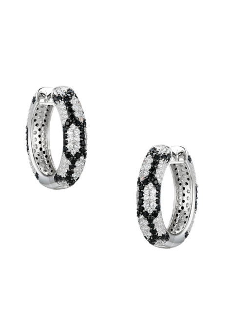 Earrings | Zebra Hoop | White Black | Cubic Zirconia