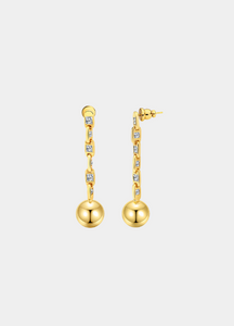 Pamela Dangle Ball Earrings – 18K Gold Plated with Zirconia for Women in Hong Kong