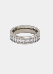 Beatrice Baguette stainless steel 6mm minimalist ring.