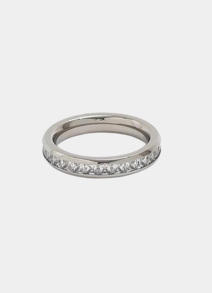Beatrice Baguette stainless steel 4mm minimalist ring.