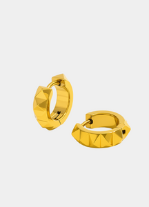 Gold-plated rivets huggie earrings with a sleek, edgy design. Perfect for women in Hong Kong who love bold minimalism and everyday statement pieces.