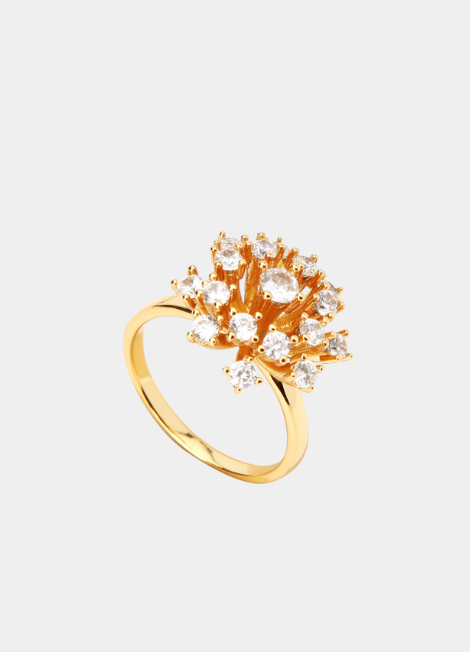 Shirin Floral Bloom Ring – 18K Gold Plated Delicate Flower Ring