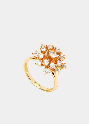 Shirin Floral Bloom Ring – 18K Gold Plated Delicate Flower Ring