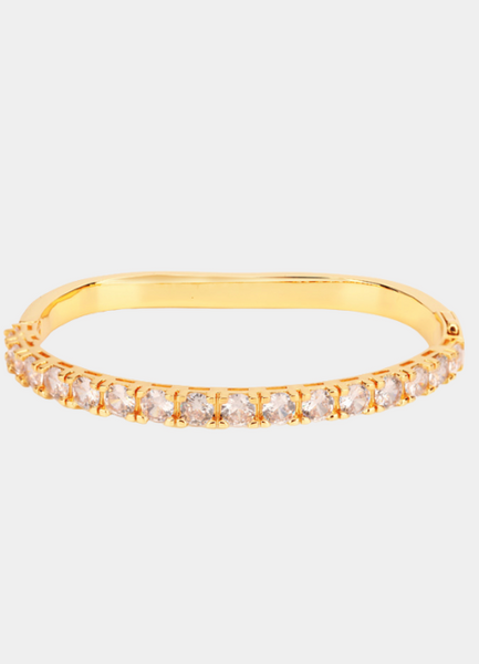 Signature Link Bangle – 18K Gold Plated Bracelet with Zirconia Accents for Women in Hong Kong

