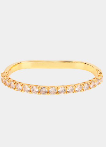 Signature Link Bangle – 18K Gold Plated Bracelet with Zirconia Accents for Women in Hong Kong

