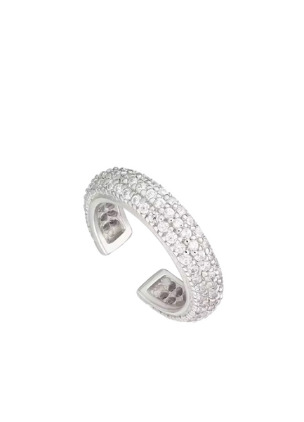 Double Row Pavé Cuff Earring – Silver Plated 925 Sterling Silver Minimalist Sparkle Jewelry for Women in Hong Kong