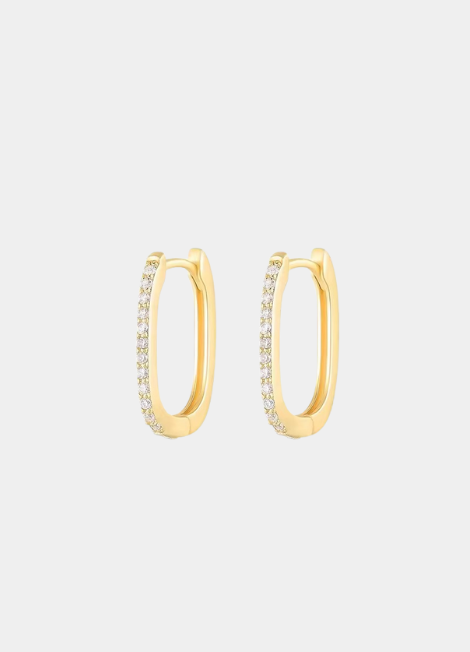 Square Zirconia Huggie Earrings – 18K Gold Plated 925 Sterling Silver – Elegant Women’s Jewelry Hong Kong