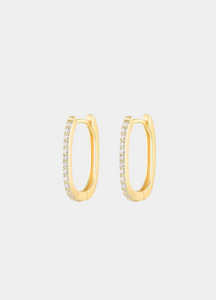 Square Zirconia Huggie Earrings – 18K Gold Plated 925 Sterling Silver – Elegant Women’s Jewelry Hong Kong