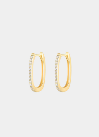 Square Zirconia Huggie Earrings – 18K Gold Plated 925 Sterling Silver – Elegant Women’s Jewelry Hong Kong