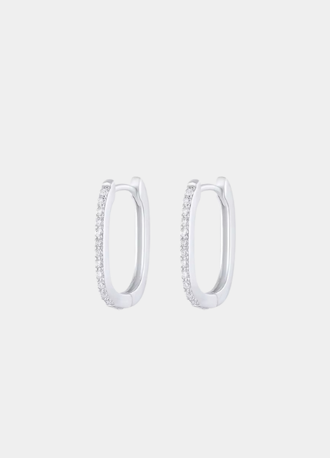 Elegant square zirconia huggie earrings crafted in 925 sterling silver. Timeless sparkle for everyday wear or special occasions in Hong Kong.