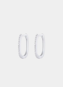Elegant square zirconia huggie earrings crafted in 925 sterling silver. Timeless sparkle for everyday wear or special occasions in Hong Kong.
