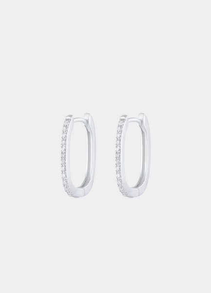 Elegant square zirconia huggie earrings crafted in 925 sterling silver. Timeless sparkle for everyday wear or special occasions in Hong Kong.