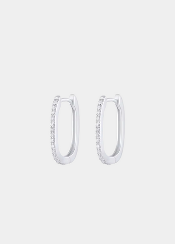 Elegant square zirconia huggie earrings crafted in 925 sterling silver. Timeless sparkle for everyday wear or special occasions in Hong Kong.