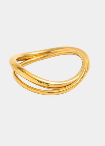 gold ring hong kong, stacking ring hk, 18k gold plated ring, minimalist gold ring for her, double band ring hk