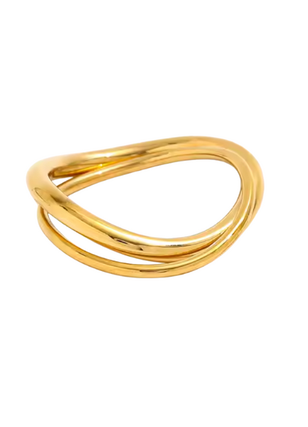 gold ring hong kong, stacking ring hk, 18k gold plated ring, minimalist gold ring for her, double band ring hk