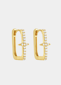 Star Square Zirconia Huggie Earrings – 18K Gold Plated 925 Sterling Silver for Women in Hong Kong