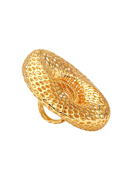 Stella Hollow Bold Ring – 18K Gold Plated Contemporary Statement Jewelry for Women in Hong Kong