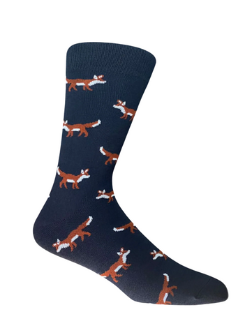 Stylish wild fox cotton socks by The Sockist, unisex fun design with bold animal print perfect for daily wear.