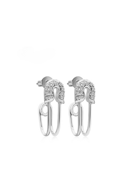 Tanya Safety Pin Earrings – Silver Plated Statement Jewelry for Women in Hong Kong

