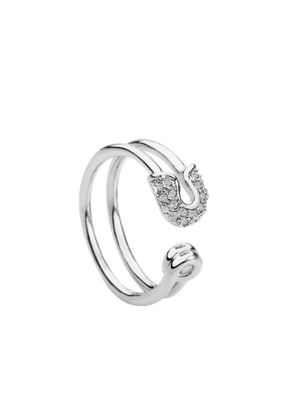 Tanya Safety Pin Ring – Silver Plated Edgy Statement Jewelry for Women in Hong Kong