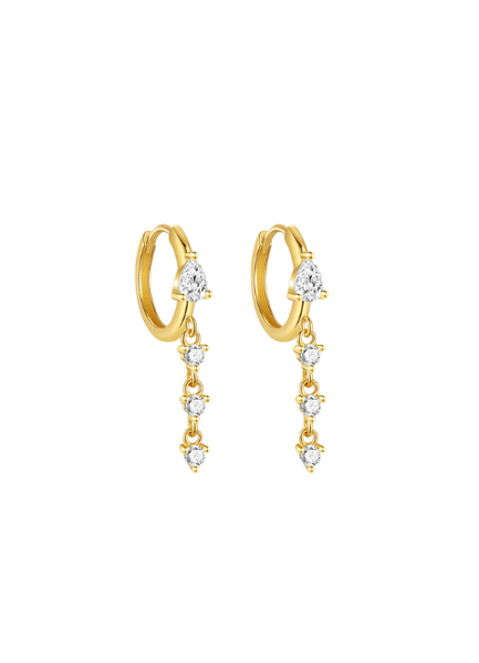 Tassel Dangle Huggie Earrings – 18K Gold Plated 925 Sterling Silver | Elegant Fringe Earrings for Women in Hong Kong