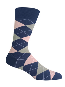 Grey and pink check pattern cotton socks by The Sockist – stylish and comfortable unisex socks for everyday wear.