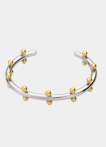 Gloria Golden Drops Bangle in Two Tone 18K Gold Plated – Side View
