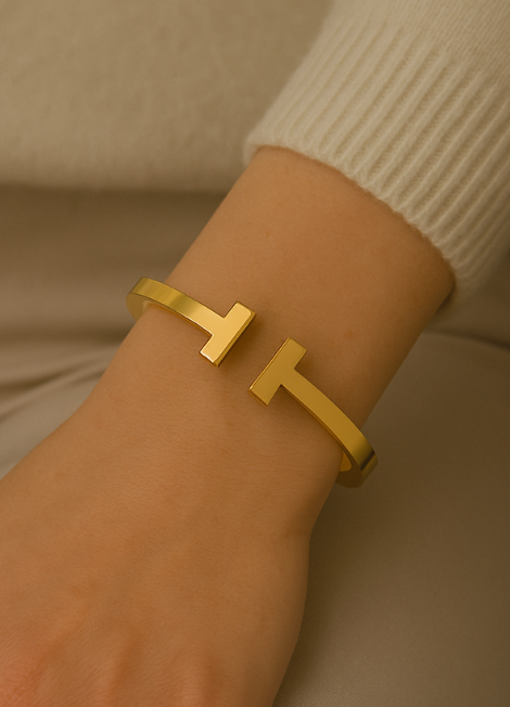 Tiffany Cuff Bracelet Gold Bangle Tiffany's Ties 18K Gold Plated