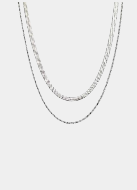 Elevate your style with this silver-plated two-layer neckl